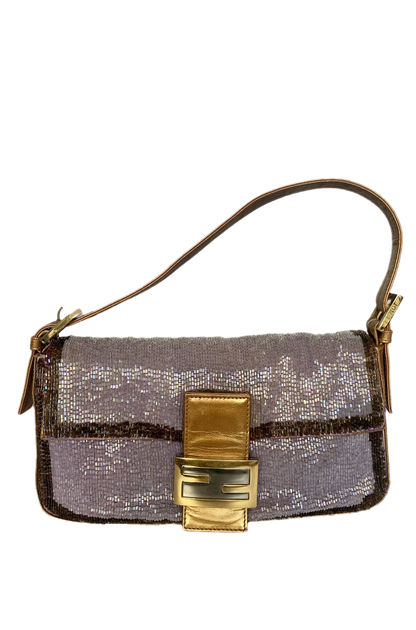 FENDI Baguette Glitter beads Lilac