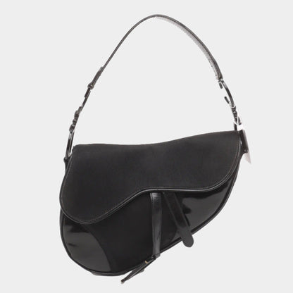 Dior Saddle Vintage So Black Fabric and Patent Leather Shoulder Bag
