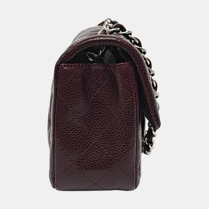 Chanel Classic Flap Rectangular Mini Burgundy Caviar Leather Silver Hardware