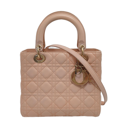 Lady Dior Medium Light Pink Lambskin Leather Gold Hardware