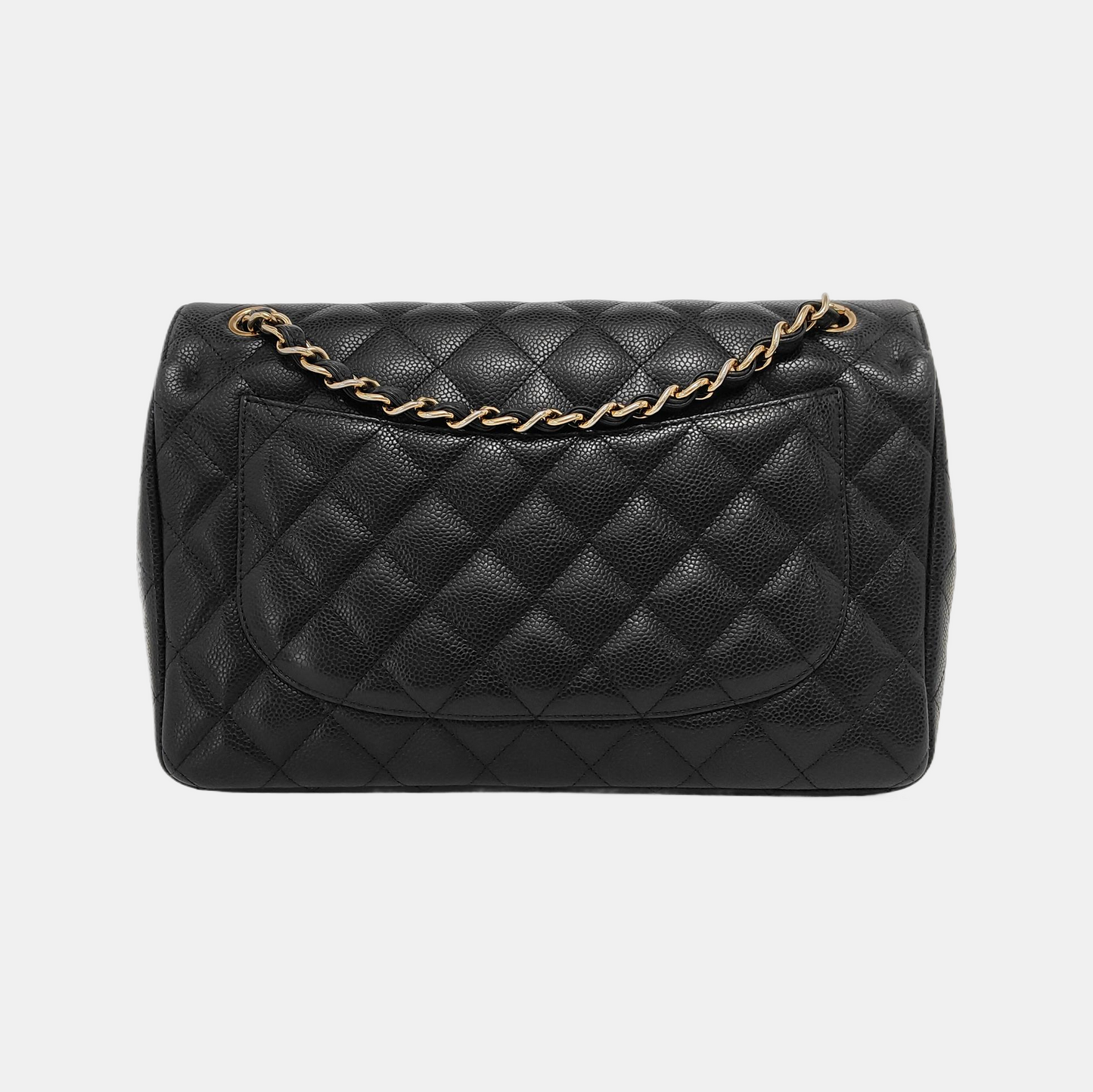 Chanel Classic Flap Jumbo Black Caviar Leather Double Flap with Gold Hardware