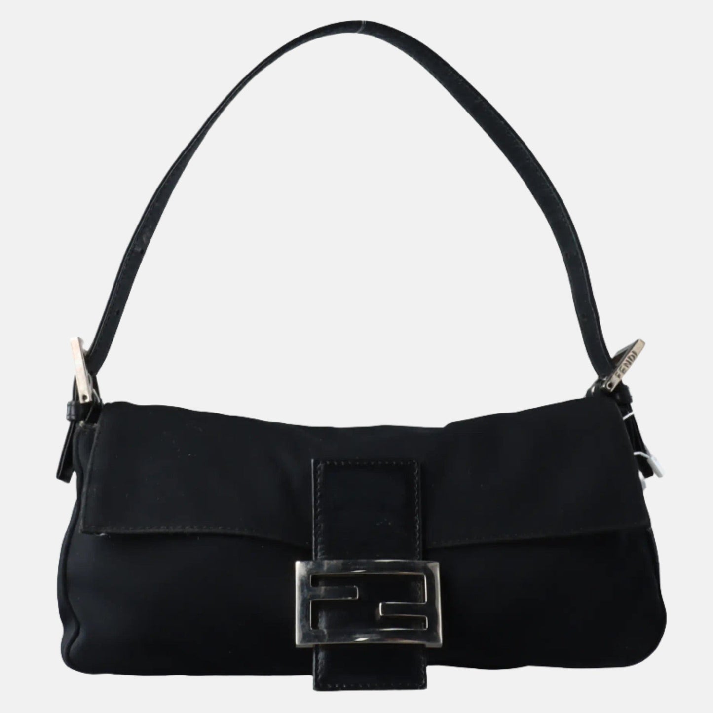 FENDI Baguette Vintage Black Cloth Silver Hardware