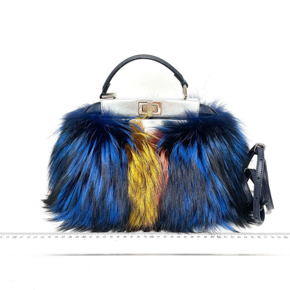 Fendi Peekaboo Mini Fox Fur Blue Limited Edition 2014