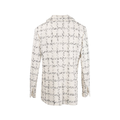 Chanel Size 40 23S Tweed Jacket Cotton White/Black