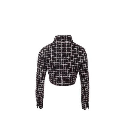 Chanel 23K Size 36 Tweed Jacket Camellia Gripoix Buttons Wool Black / Pink
