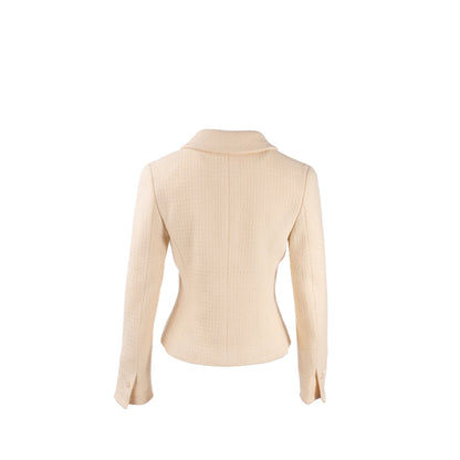 Chanel Size 40 Tweed Jacket Wool/Nylon/Cashmere Ivory