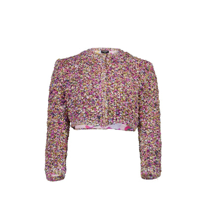 Chanel 21p Size 34 Cardigan Cotton/Silk/Pearl Purple/Multicolour