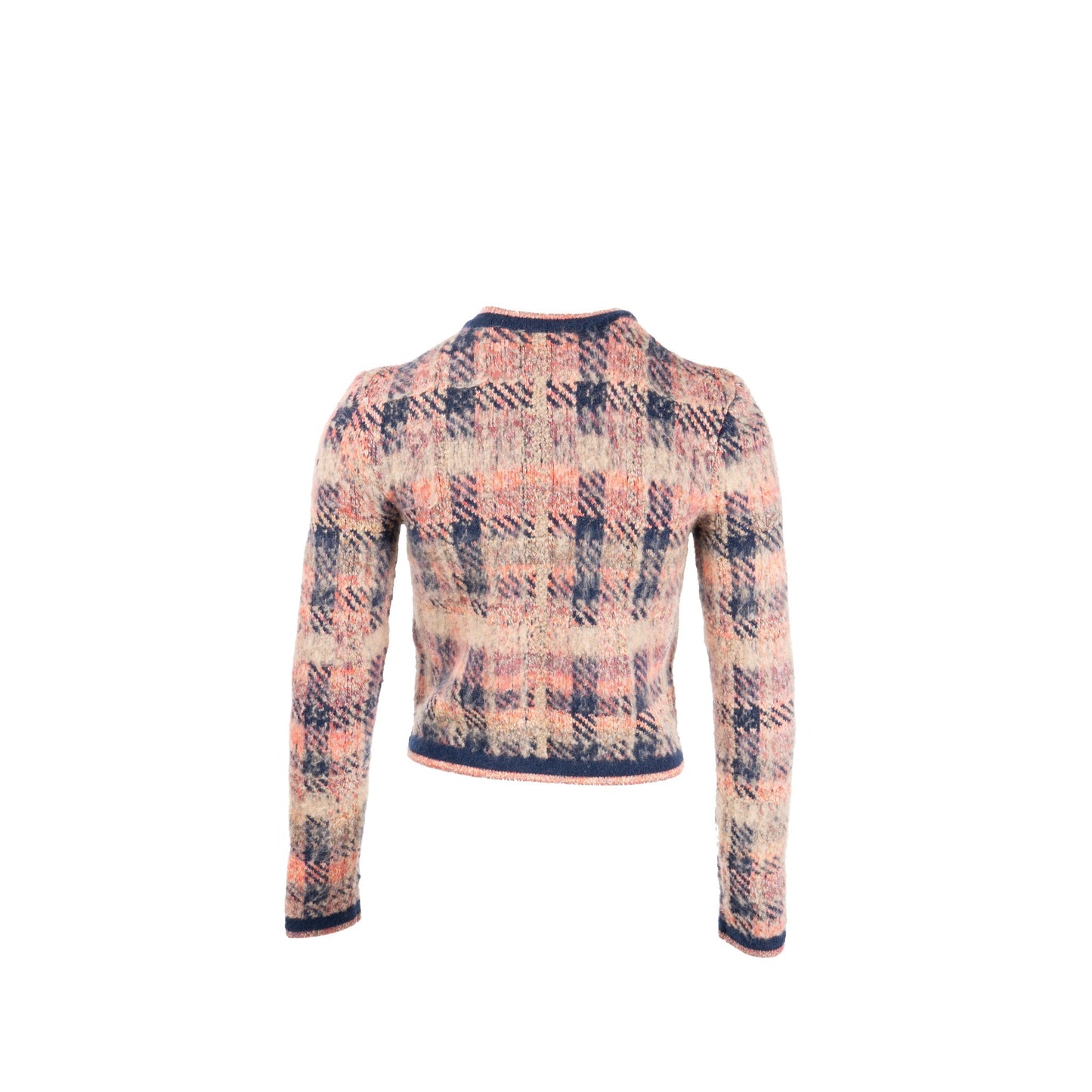 Chanel 22A size 34 coco neige cardigan shearling fur cashmere/wool pink/blue