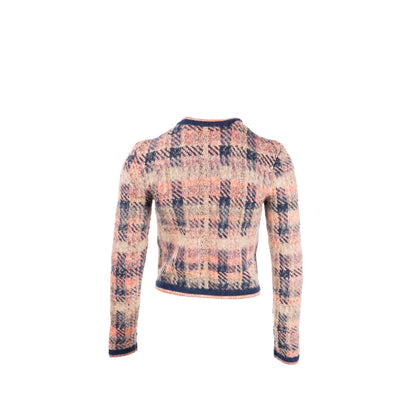 Chanel 22A size 34 coco neige cardigan shearling fur cashmere/wool pink/blue