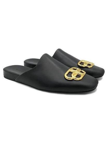 Luxury Balenciaga Trending 2025 BB Logo Leather Mule Black