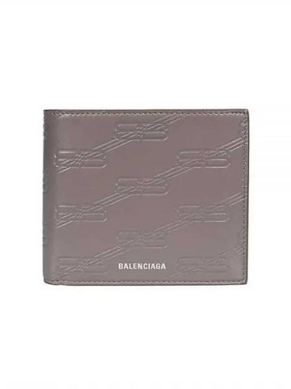 Luxury Balenciaga Trending 2025 BB Monogram Box Half Wallet Grey