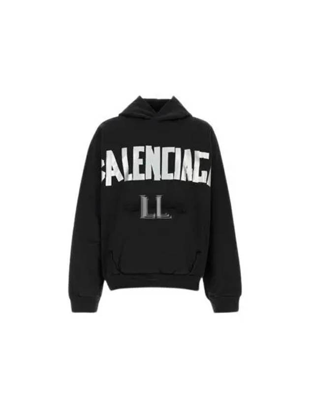 Luxury Balenciaga Trending 2025 Logo Tape Cotton Hoodie Black