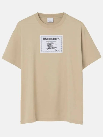 Luxury Burberry Men's Prosum Label Cotton Oversized Short Sleeve T-Shirt Soft Fawn