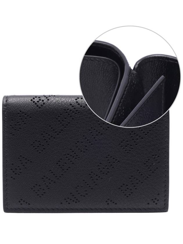 Luxury Balenciaga Trending 2025 Logo Perforated Half Wallet Black