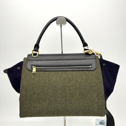 Luxury CELINE Traps handbag Felt x Calf Black/Gray shoulder handbag 2WAY  LA12249