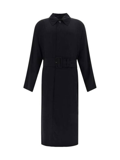 Luxury Balenciaga Trending 2025 Belted Maxi Trench Coat Black