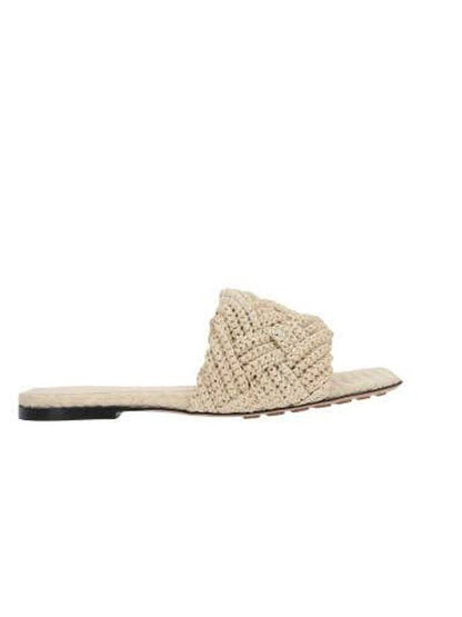 Luxury Bottega Veneta Lido Intrecciato Flat Slipper Cream