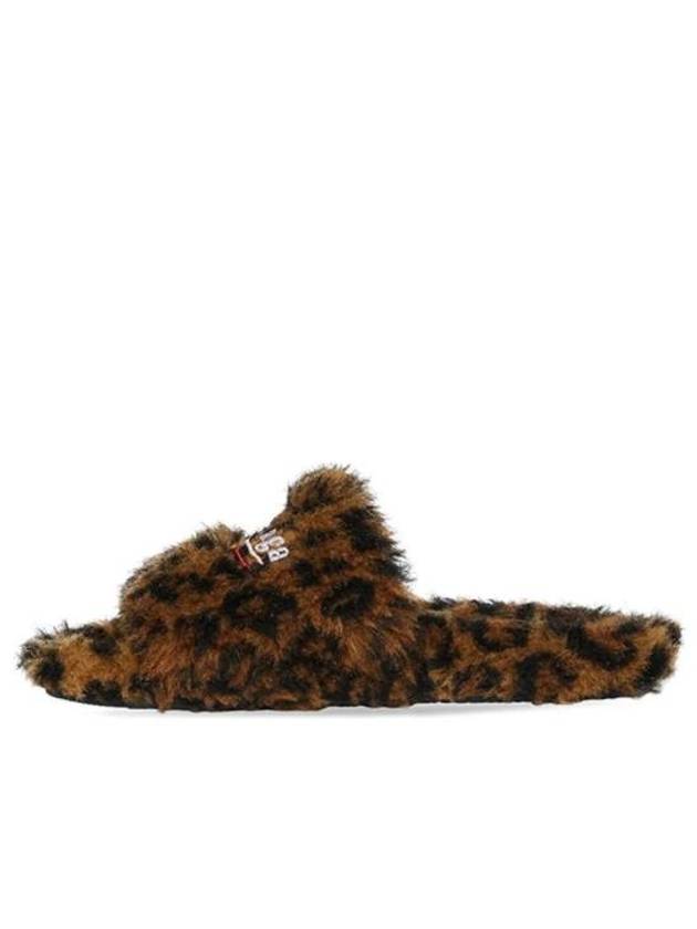 Luxury Balenciaga Trending 2025 Leopard Pattern Fake Fur Slide Slippers