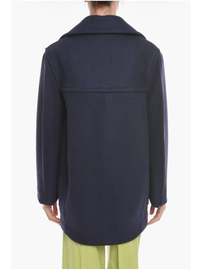Luxury Bottega Veneta Wool Double Coat Navy