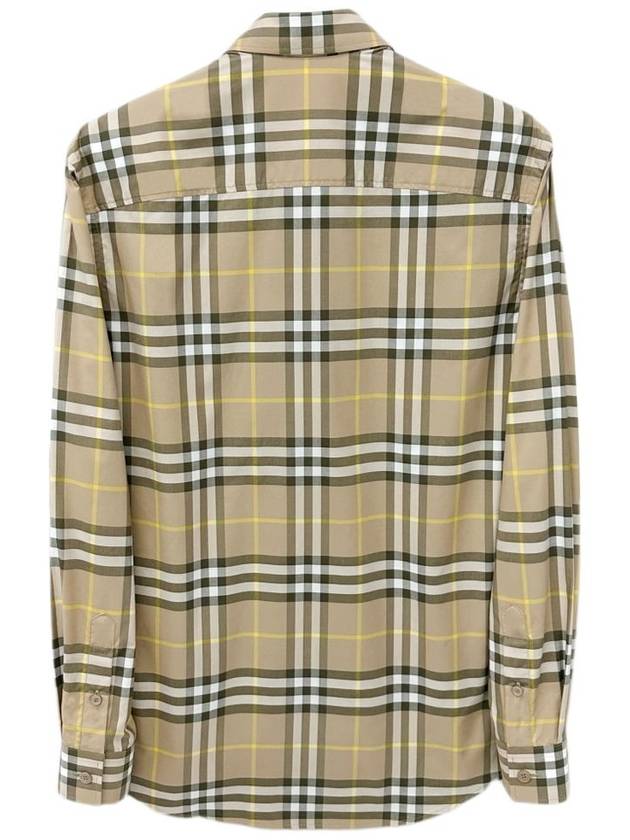 Luxury Burberry Men's Check Pattern Long Sleeve Shirt Beige