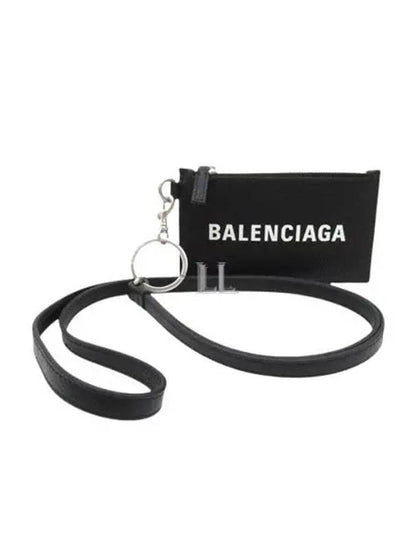 Luxury Balenciaga Trending 2025 Cash Keyring Card Case Black Silver