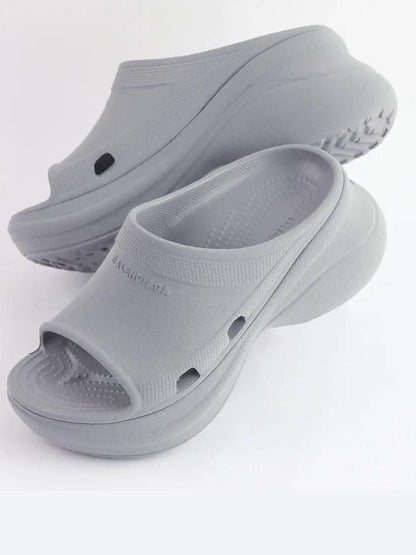 Luxury Balenciaga Trending 2025 Pool Platform Slipper Grey