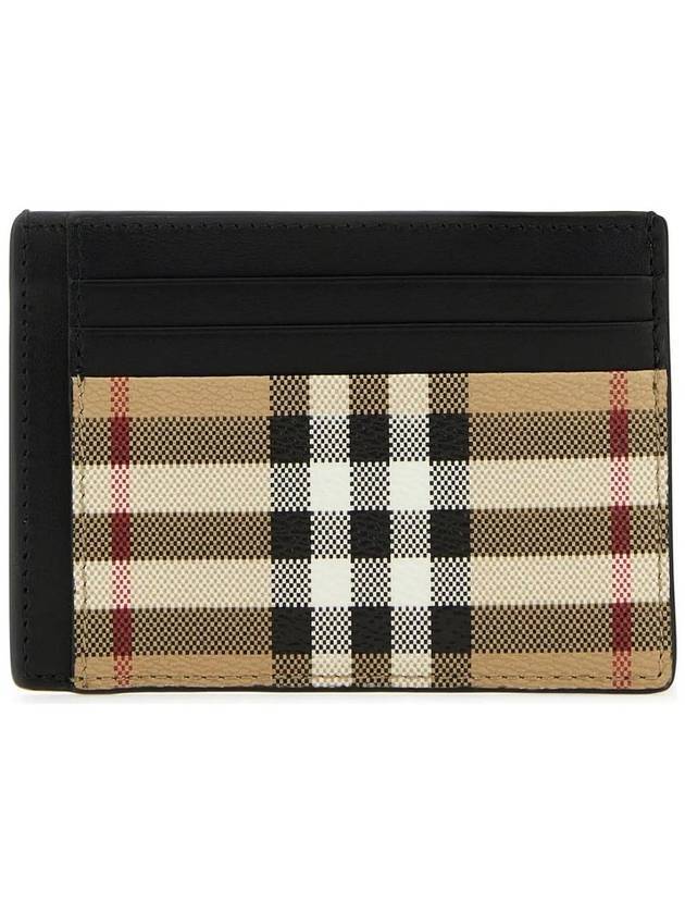 Luxury Burberry Vintage Check Money Clip Card Wallet Beige