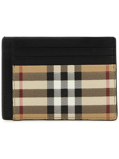 Luxury Burberry Vintage Check Money Clip Card Wallet Beige