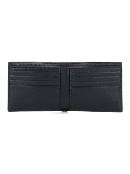 Luxury Balenciaga Trending 2025 Logo Print Leather Half Wallet Black