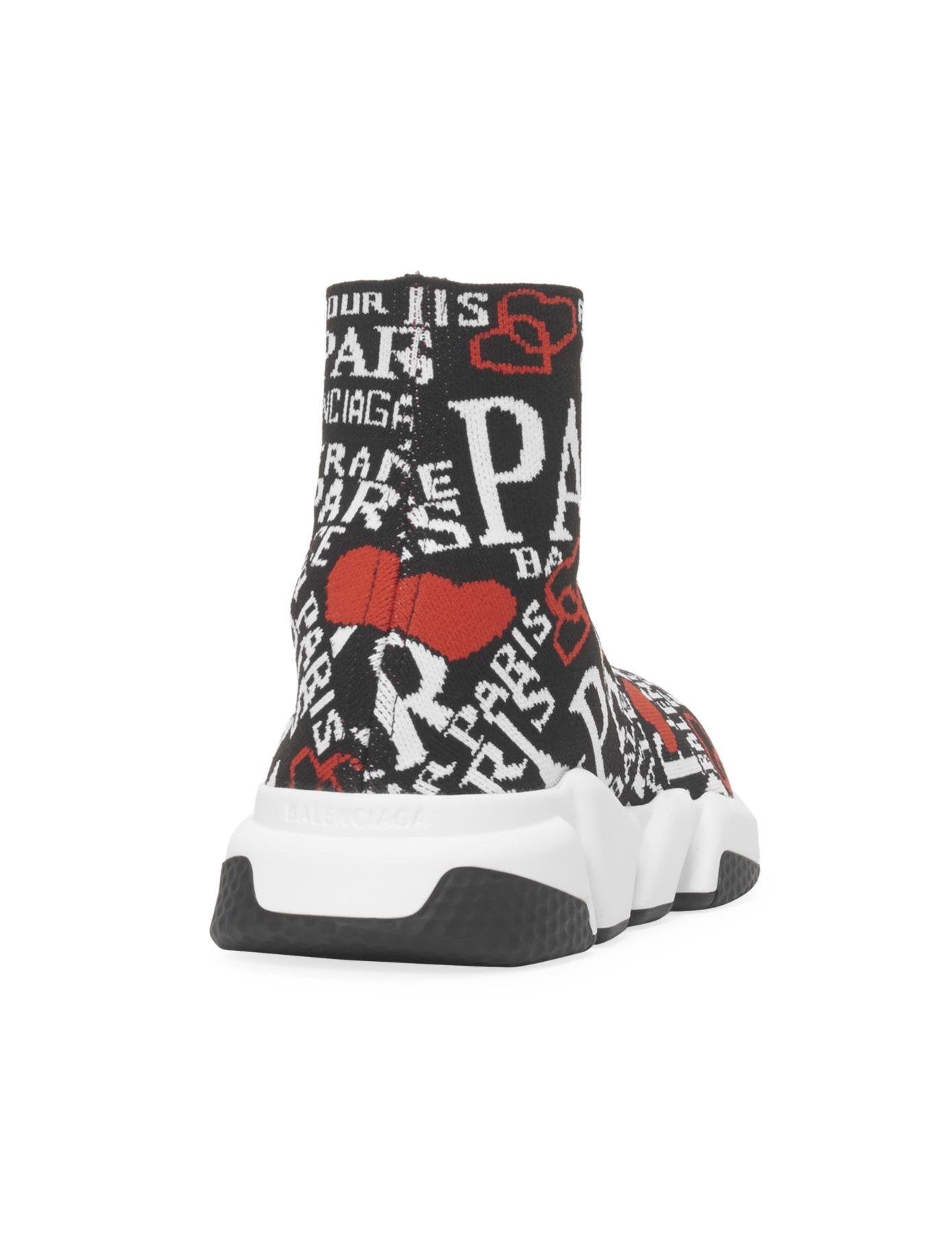 Balenciaga Speed Jacquard Paris Sock Sneakers