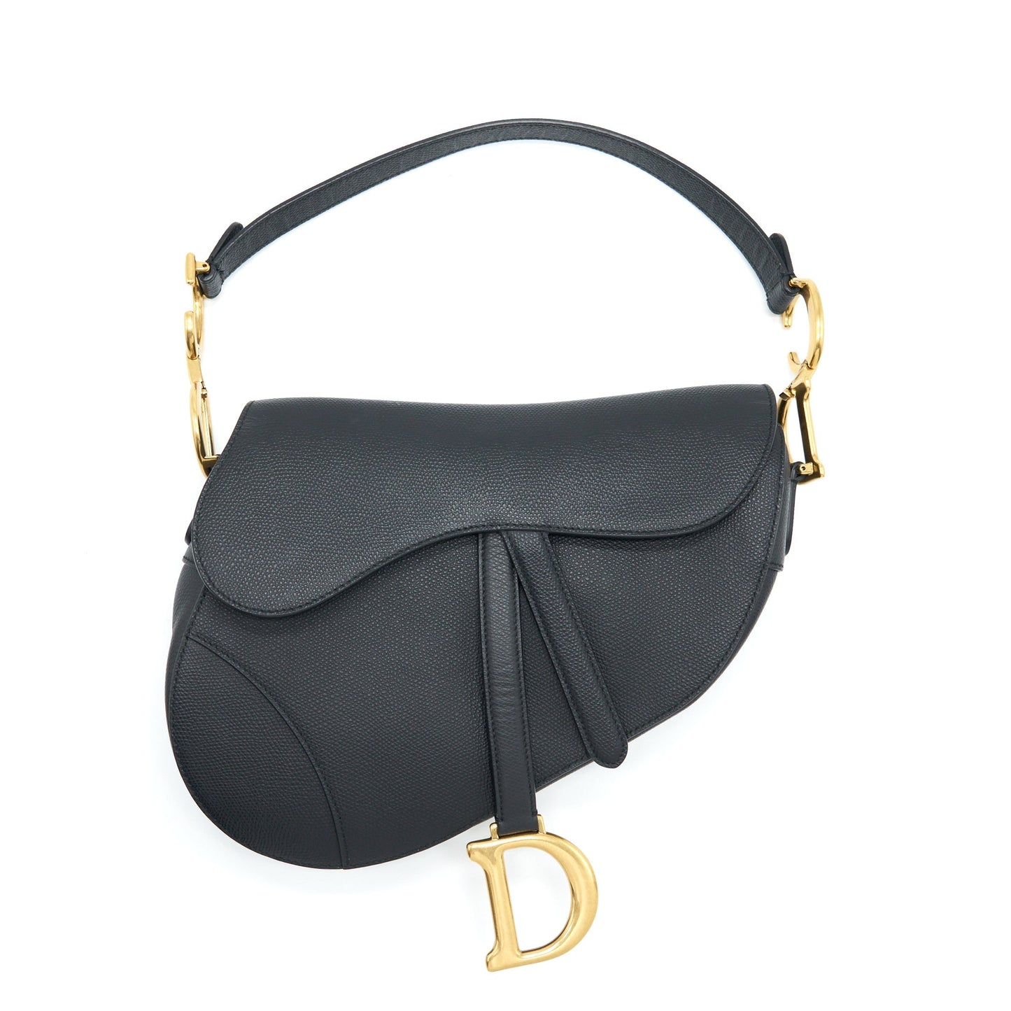 Dior Medium Saddle Purse Grained Calfskin Black