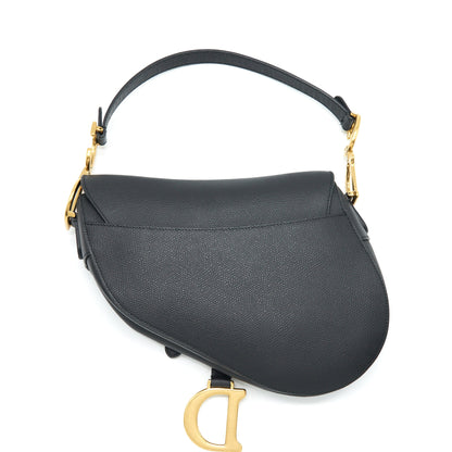 Dior Medium Saddle Purse Grained Calfskin Black