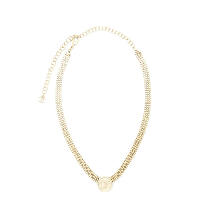Chanel 22P Round CC Logo Choker Gold Tone