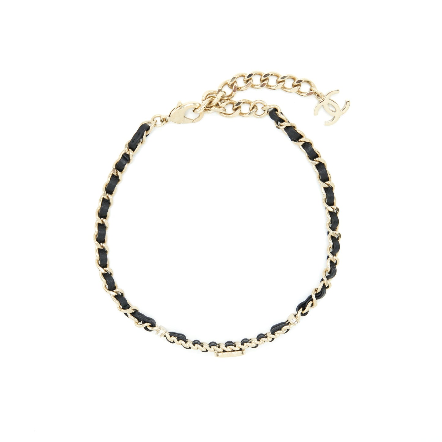 Chanel Chain mall CC Logo Choker Black With Light Gold Tone
