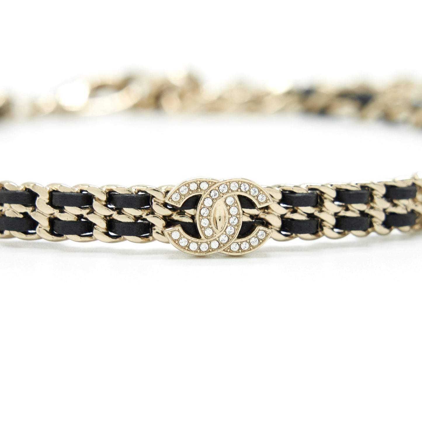 Chanel Chain mall CC Logo Choker Black With Light Gold Tone