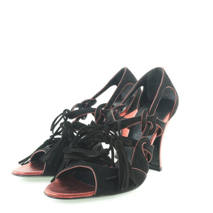 CHANEL pumps G24622Y01088 Suede black fringe Women 36 1/2C