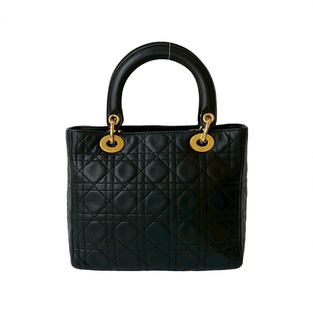 Dior Handbag leather black Cannage stitch Lady Dior Women