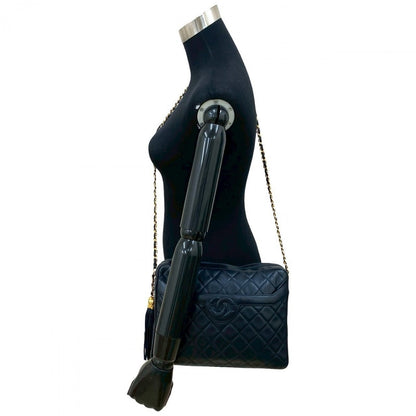 CHANEL Shoulder Bag lambskin Navy Matrasse