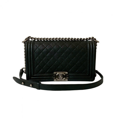CHANEL Shoulder Bag Matt caviar skin black Boy chanel