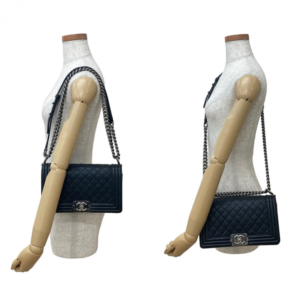 CHANEL Shoulder Bag Matt caviar skin black Boy chanel