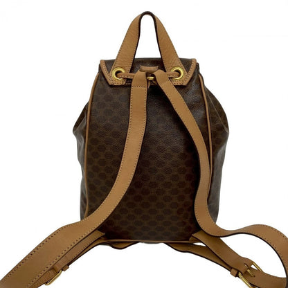 CELINE Backpack leather Brown Macadam Pattern logo ring Metal Women