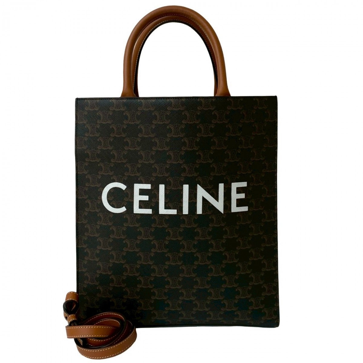CELINE Shoulder Bag leather Brown Bar Tikal Hippo
