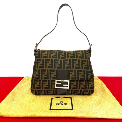 FENDI Shoulder Bag canvas Brown Mamma Bucket