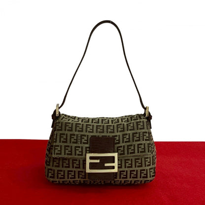 FENDI Handbag canvas Brown Mamma Bucket