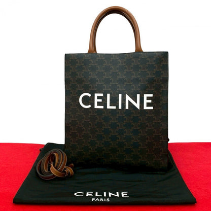 CELINE Shoulder Bag leather black Triomphe Bar Tikal Caba Small