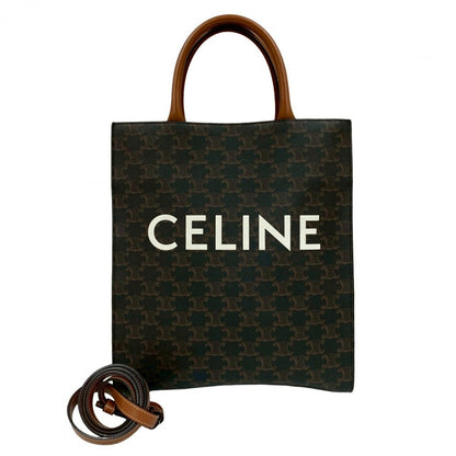 CELINE Shoulder Bag leather black Triomphe Bar Tikal Caba Small