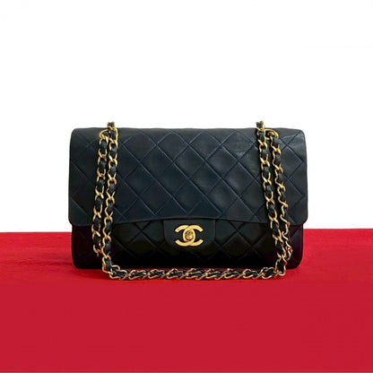 CHANEL Shoulder Bag lambskin Navy Matrasse