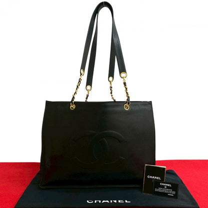 CHANEL Tote Bag Matt caviar skin black