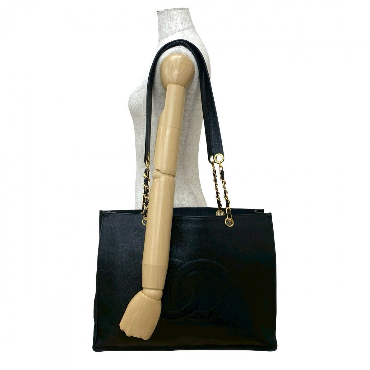 CHANEL Tote Bag Matt caviar skin black