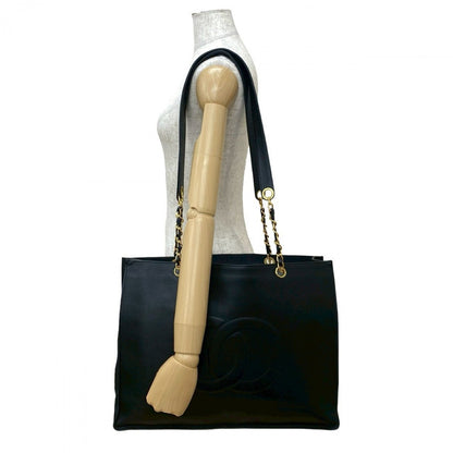 CHANEL Tote Bag Matt caviar skin black